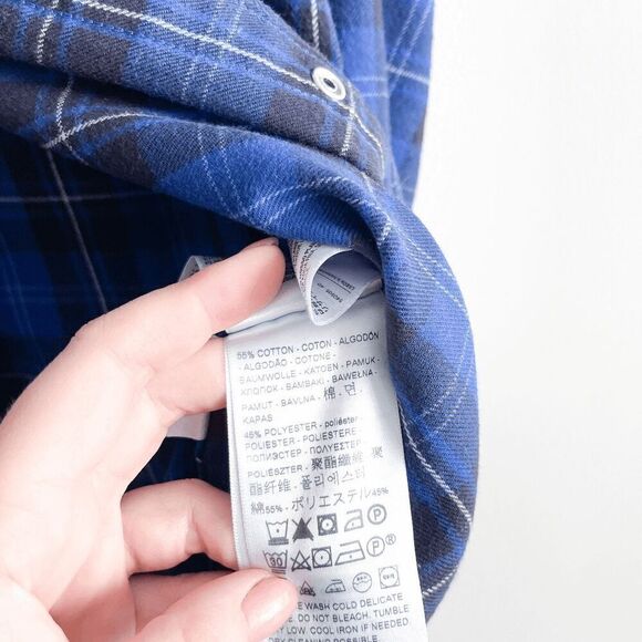 Levi's Mens Tartan Plaid Flannel Pearl Snap Button Western Shirt Blue Medium - Picture 5 of 8